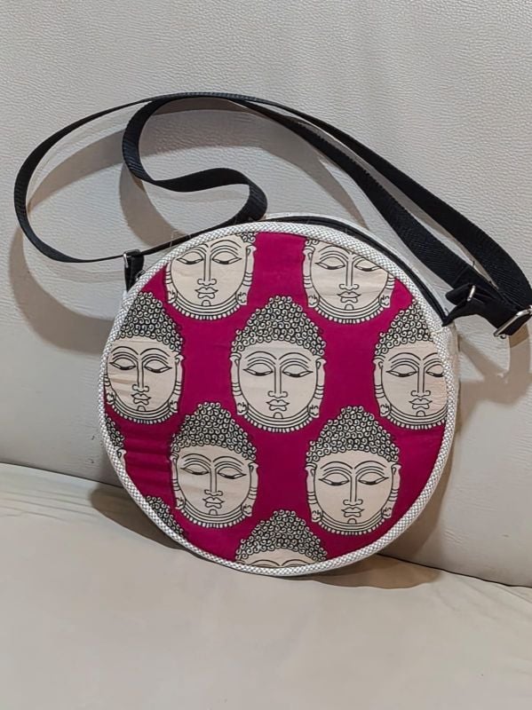 Ladies Cross Body Bag Jute Round Model 5