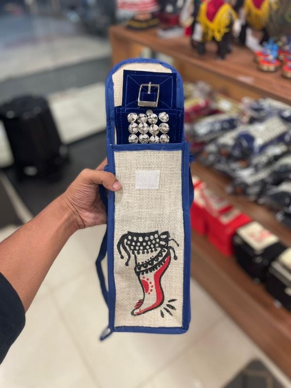 Blue Four Layer Silver Bells Chilanka With Bag for classical dance