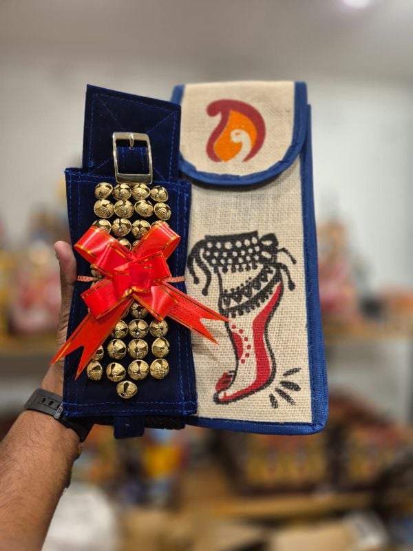 Blue antique four layer chilanka with bag