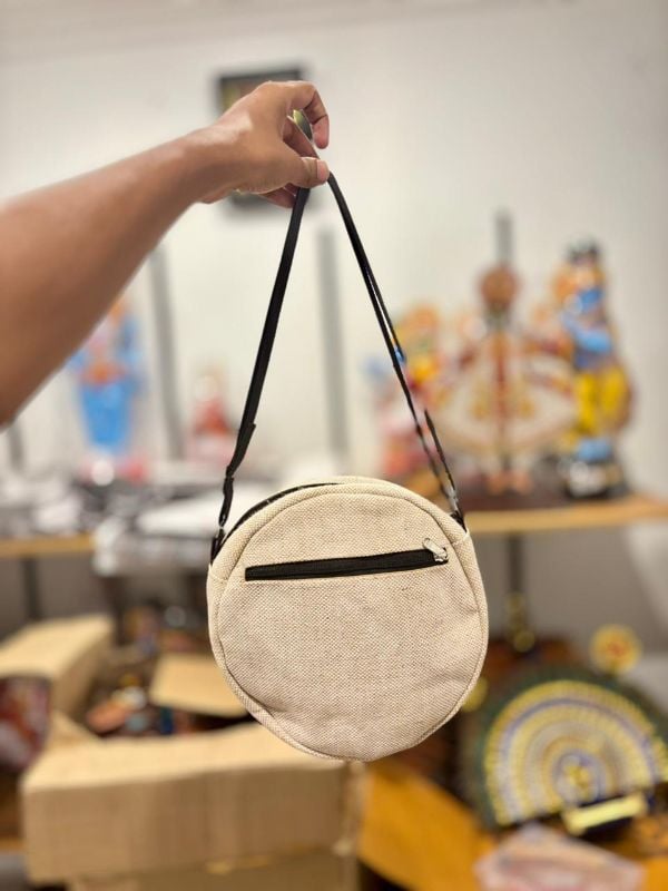 Ladies Cross Body Bag Jute Round Model 4