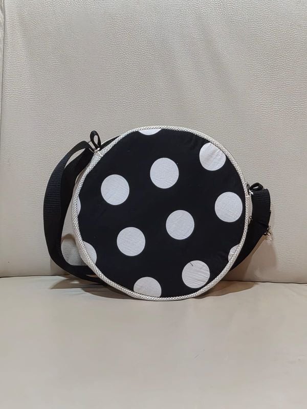 Ladies Cross Body Bag Jute Round Model 1
