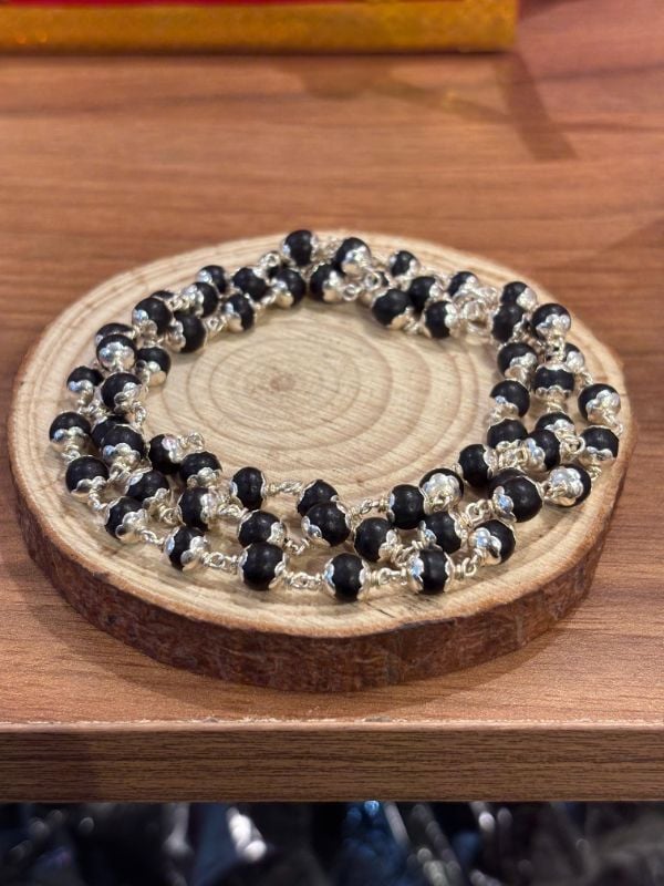 Karungali pure silver mala 7 mm