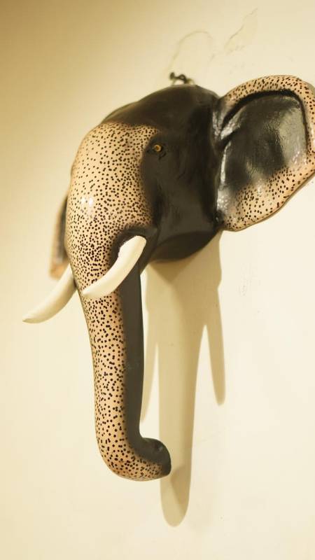 1 feet Wall Hanging Fiber Elephant Head Normal