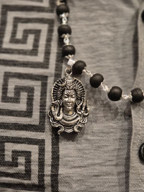 Shiva Face Silver plated Karungali Locket mala