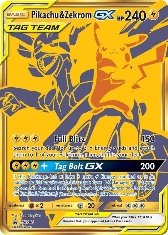 Pikachu and Zekrom GX Gold