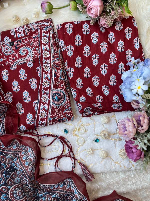 New Arrival: Cotton 60x60 Shrug-Style Kurti Set with Block Print Dupatta