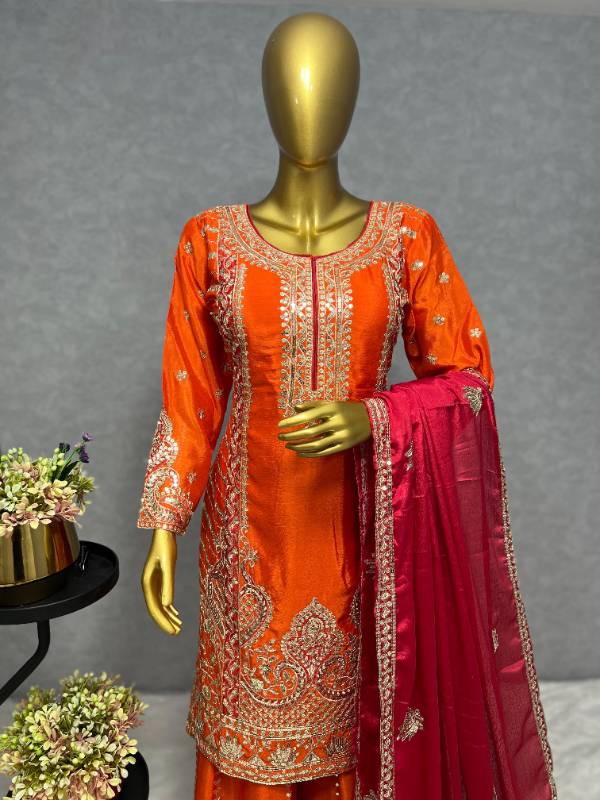LAUNCHING NEW TRADITIONAL COLLECTION  3-Piece Fancy Kurti Set with Palazzo and Beautiful Dupatta