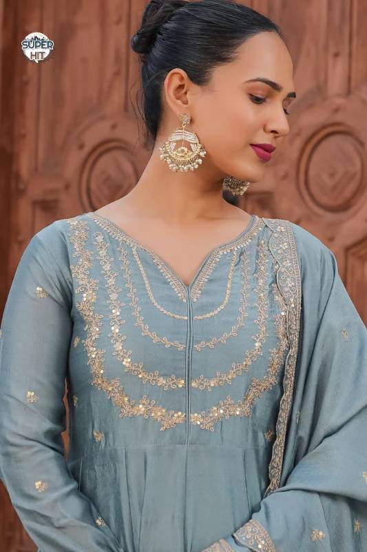 Premium Heavy Vichitra Silk Kurti Set – Fully Stitched 3-Piece Embroidered Suit
