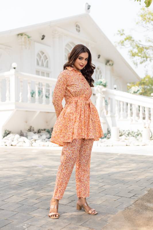 Cotton Co-ord Set – Digital Printed | Comfort & Style in Orange