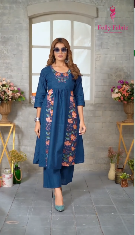 Pyour Boutti Work Nyra Cut Kurti With Plazzo