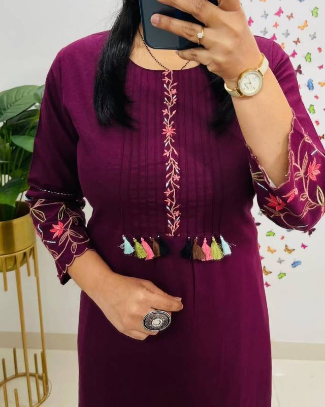 Premium Heavy Cotton Embroidered Kurti with Pant Set – Pure Fine Cotton | Size M to 3XL