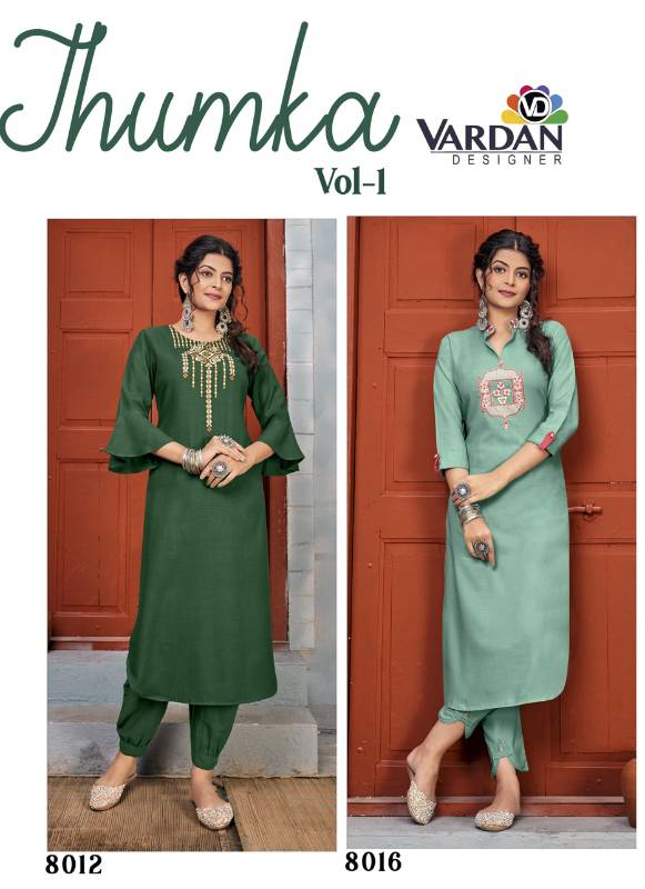 Elegant Rayon Kurti & Pant Set with Embroidery Work