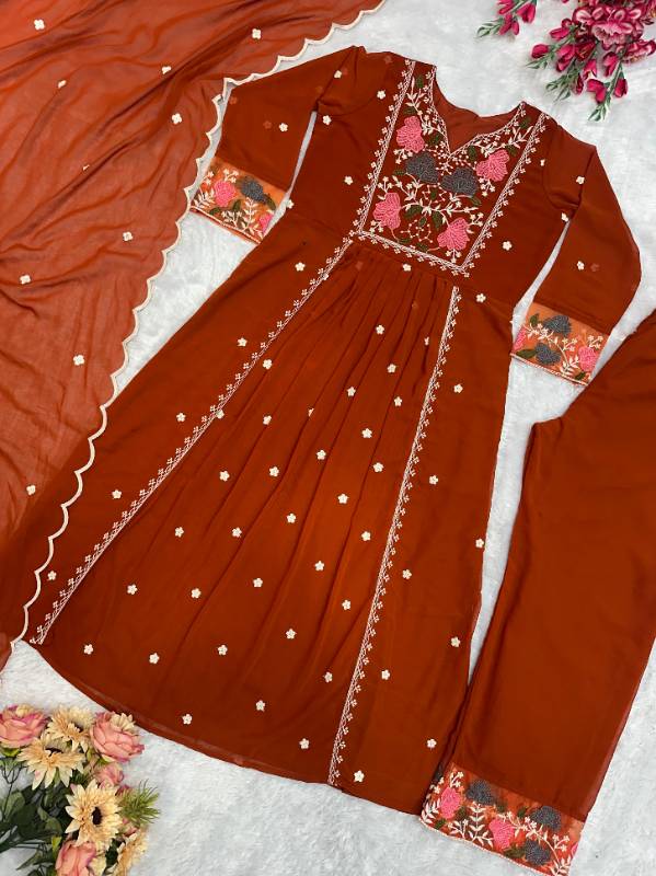Designer Party Wear Top, Pant, and Fancy Dupatta with Intricate Embroidery