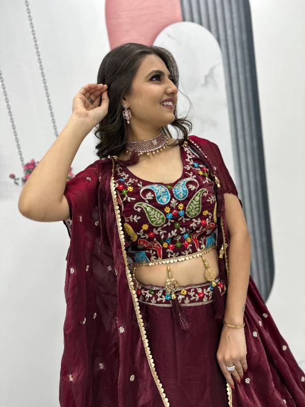 Premium Fendy Embroidered Lehenga Choli with Shrug Dupatta