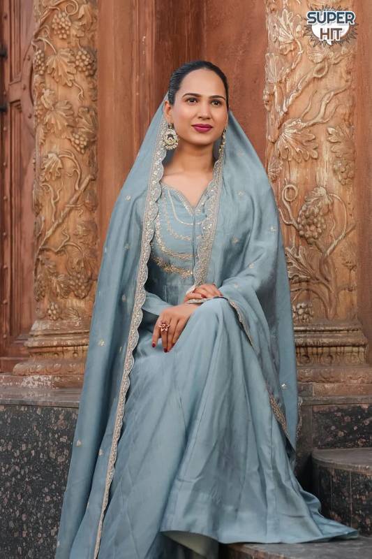 Premium Heavy Vichitra Silk Kurti Set – Fully Stitched 3-Piece Embroidered Suit