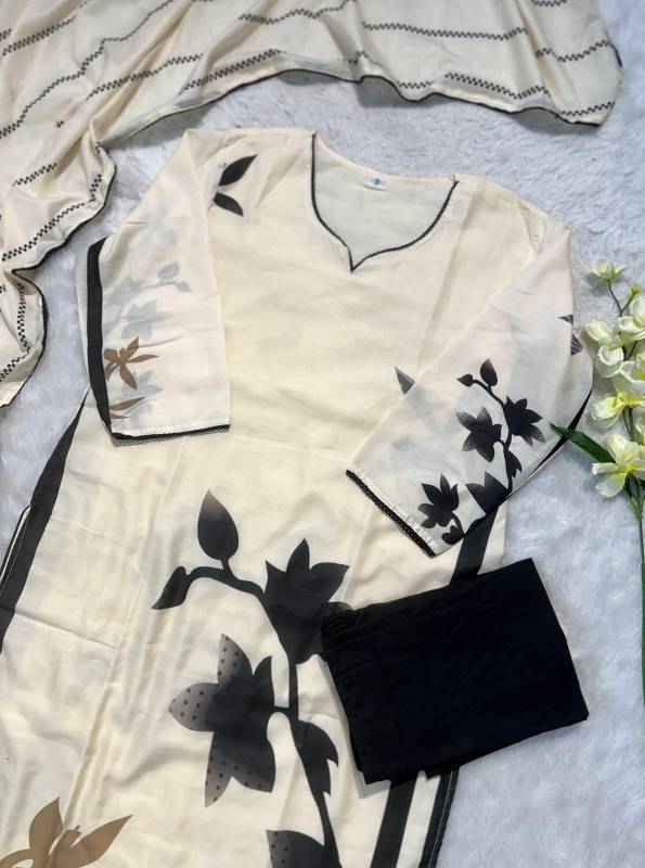 Featuring Fully Elegant Pure Muslin Kurti Pent With Dupatta