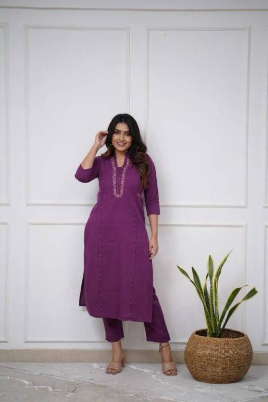 Pure Cotton Pleated Kurta with Embroidered Panels & Sequins Work