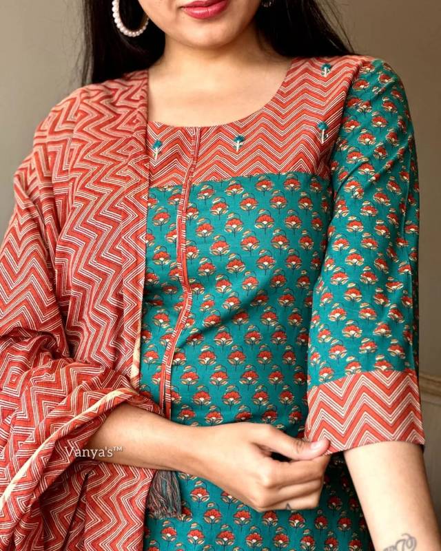 Ethnic Magic: Heavy Cotton Kurti with Pant & Dupatta