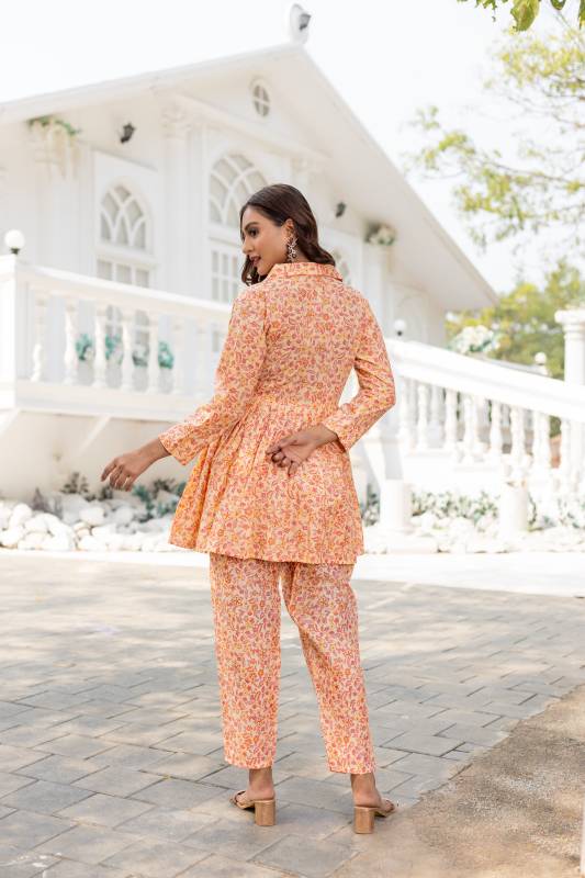 Cotton Co-ord Set – Digital Printed | Comfort & Style in Orange