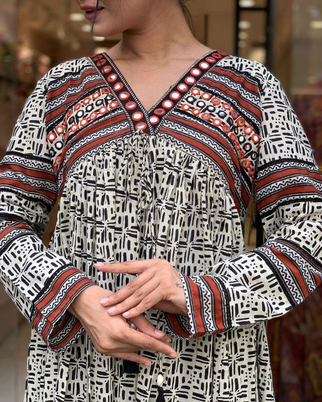 Cotton 60-60 Suit Cum Gown Set Matching Dupatta And Pant