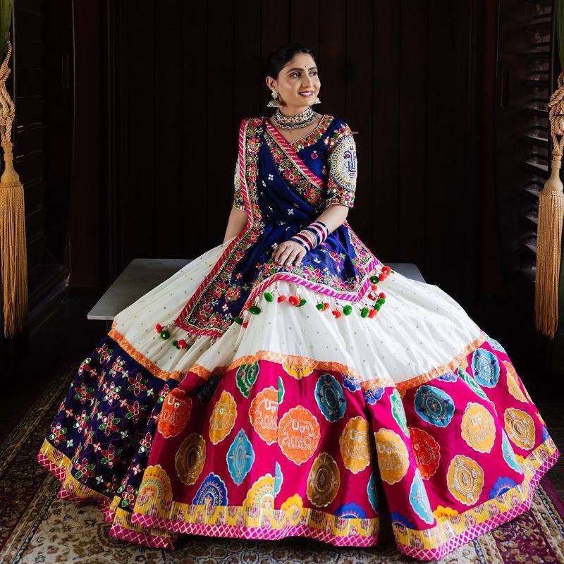 Elegant Muslin Cotton Printed Lehenga Choli Set with Real Mirror Work | SF-1498