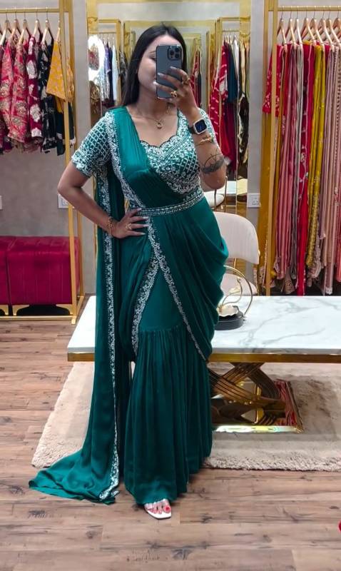 HB-183 Designer Party Wear Lehenga Saree Set with Embroidered Blouse & Dupatta