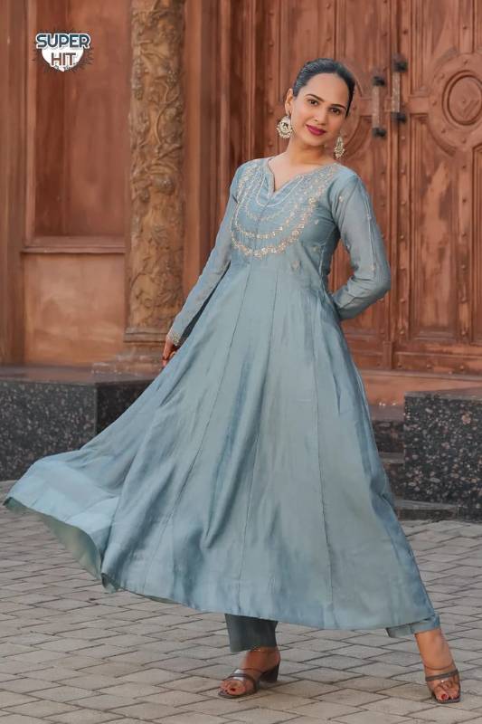 Premium Heavy Vichitra Silk Kurti Set – Fully Stitched 3-Piece Embroidered Suit