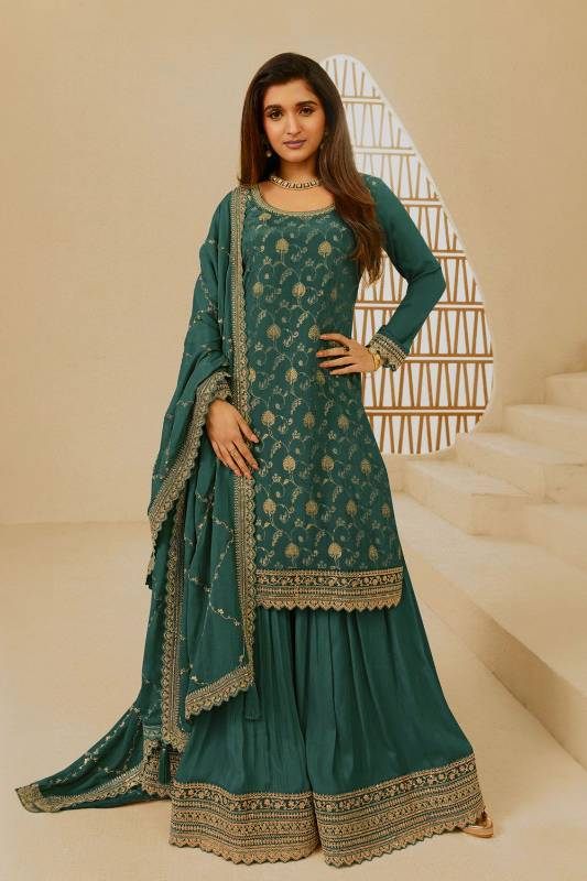 JD-572 
3-Piece Kurti, Palazzo, and Dupatta Set