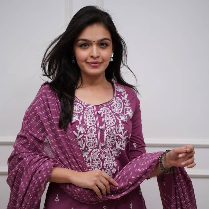 thereal Elegance Pure Cotton Ethnic Set - Embroidered Kurti, Pant, and Dupatta