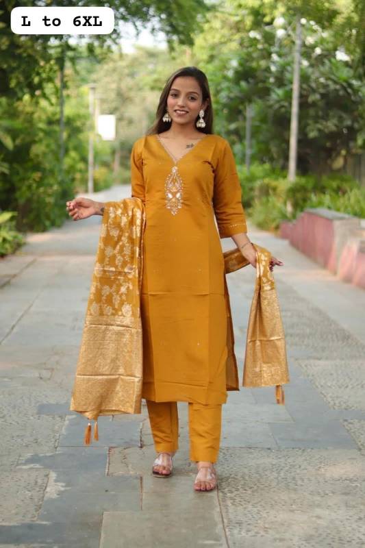 Graceful Hand-Worked Kurti Set with Banarasi Dupatta