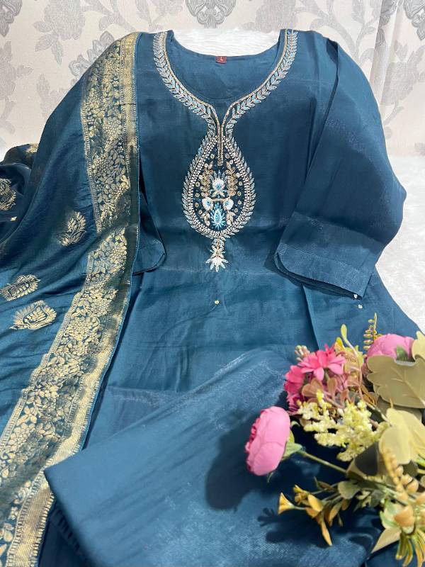 Exclusive Festive Wear 3-Piece Boutique Set: Top, Plazzo & Dupatta