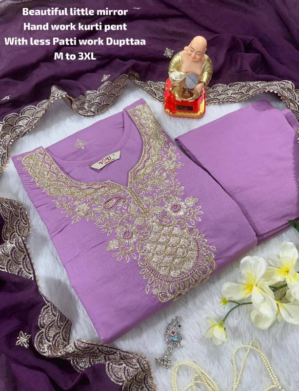 Hand Work Kurti with Dupatta & Pant Set