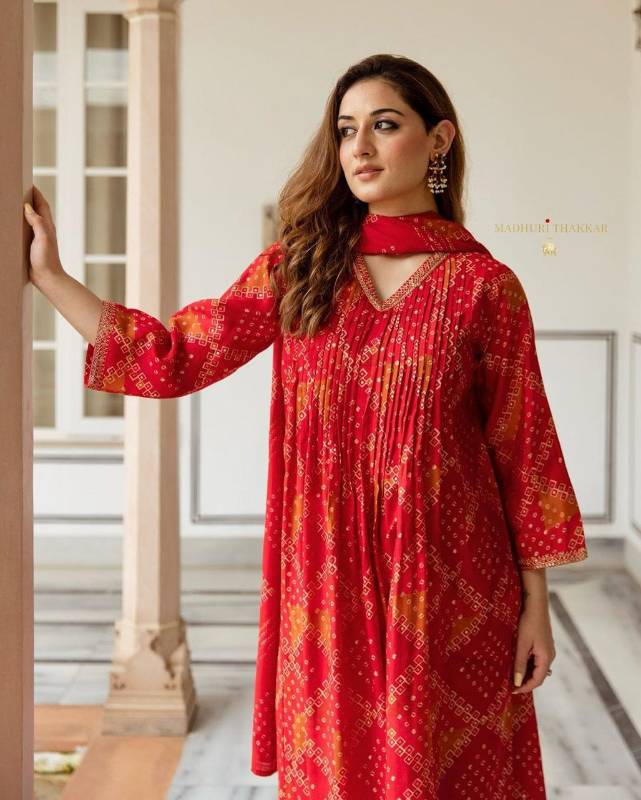 Karwa Chauth Red kurti Pent With Dupatta