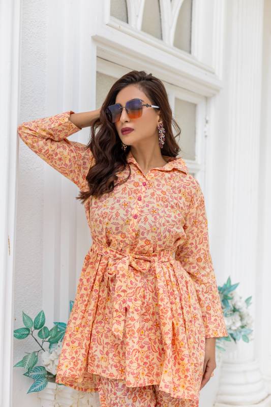 Cotton Co-ord Set – Digital Printed | Comfort & Style in Orange