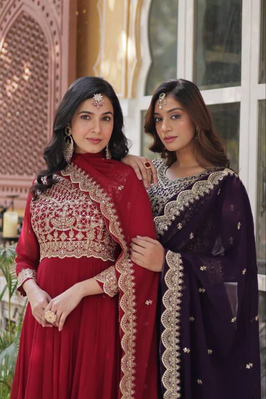 Exquisite Faux Blooming Embroidered Gown with Dupatta – KA-1137