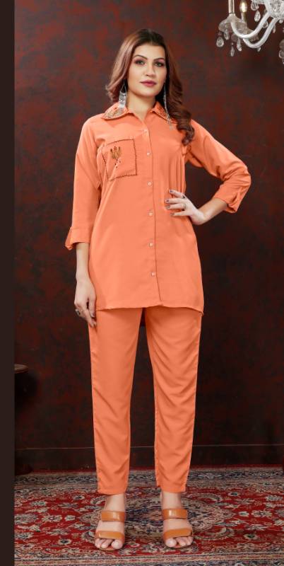 Elegant Maaza Cotton Kurti & Pant with Handwork