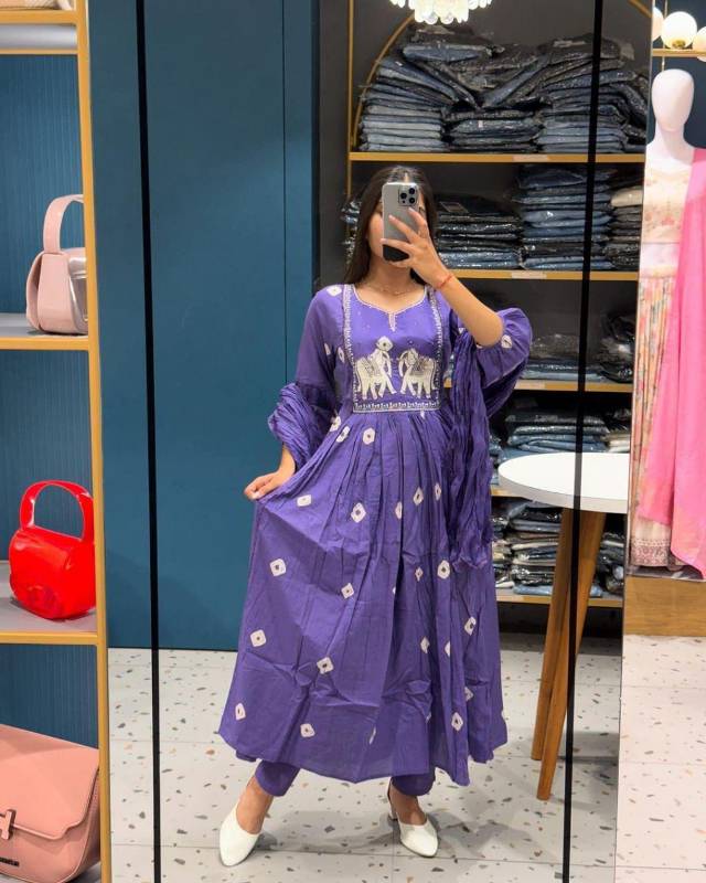Nyra Gher Kurti Pent With Dupatta Cotton Fabric