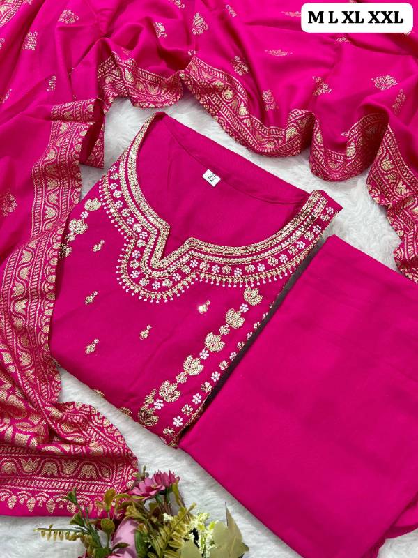 Premium Rayon Embroidered Kurti Set with Pant & Latkan Dupatta – Handwork & Sequins Detailing