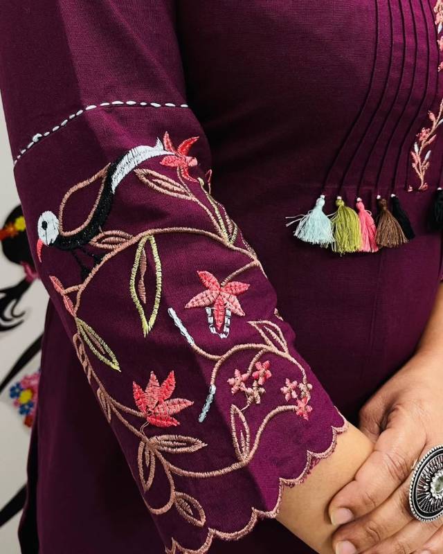 Premium Heavy Cotton Embroidered Kurti with Pant Set – Pure Fine Cotton | Size M to 3XL