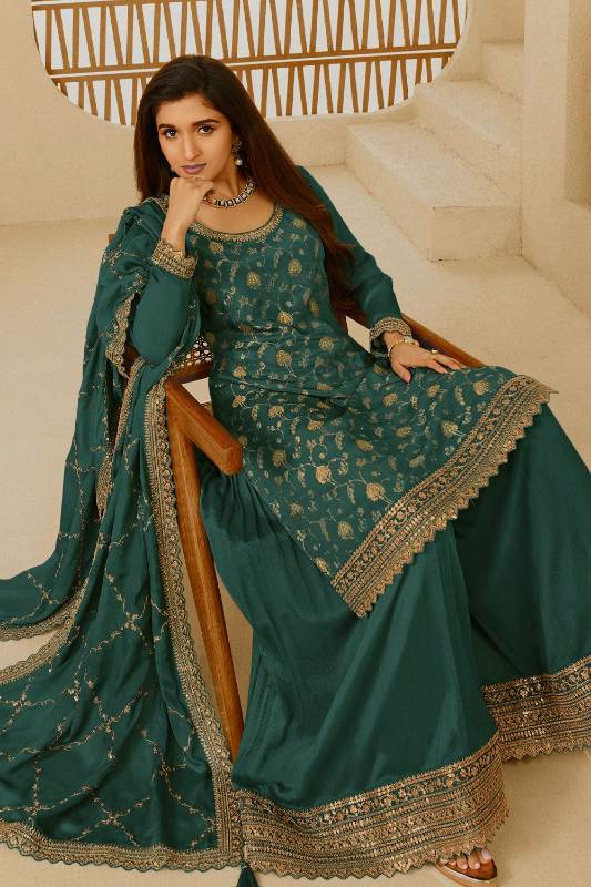 JD-572 
3-Piece Kurti, Palazzo, and Dupatta Set