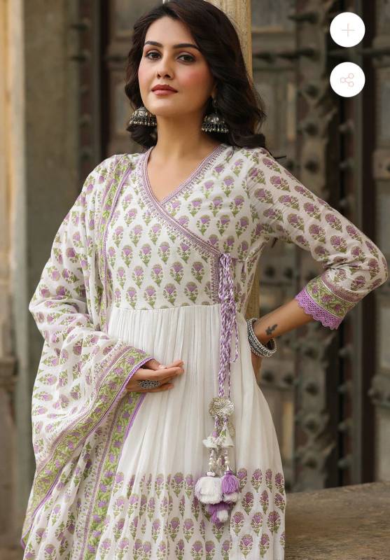 Pure malmal printed ghere wali Kurti pair