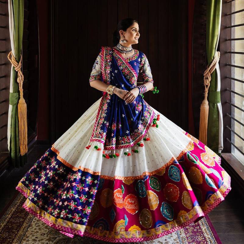 Elegant Muslin Cotton Printed Lehenga Choli Set with Real Mirror Work | SF-1498