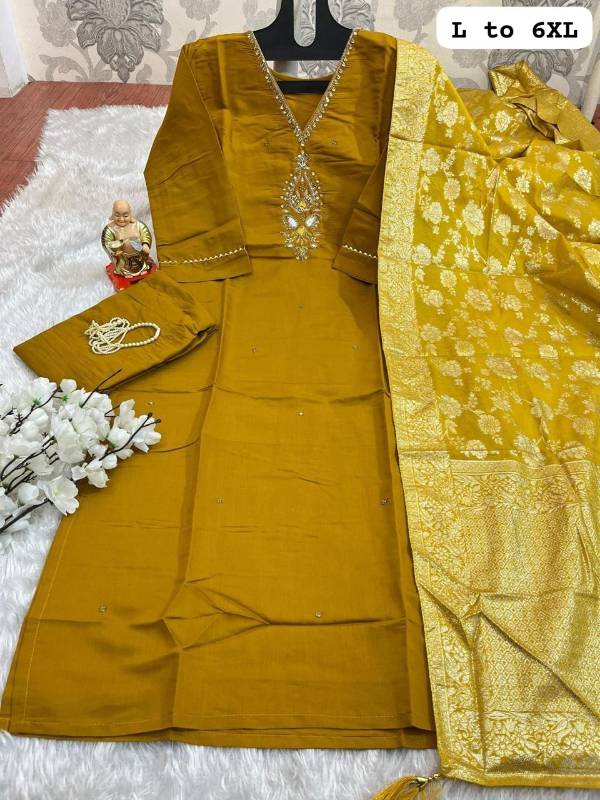 Graceful Hand-Worked Kurti Set with Banarasi Dupatta