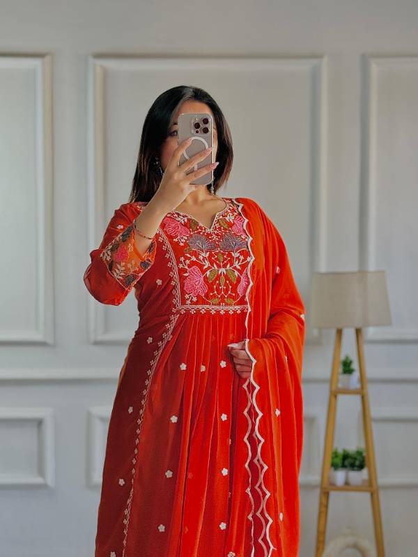 Designer Party Wear Top, Pant, and Fancy Dupatta with Intricate Embroidery