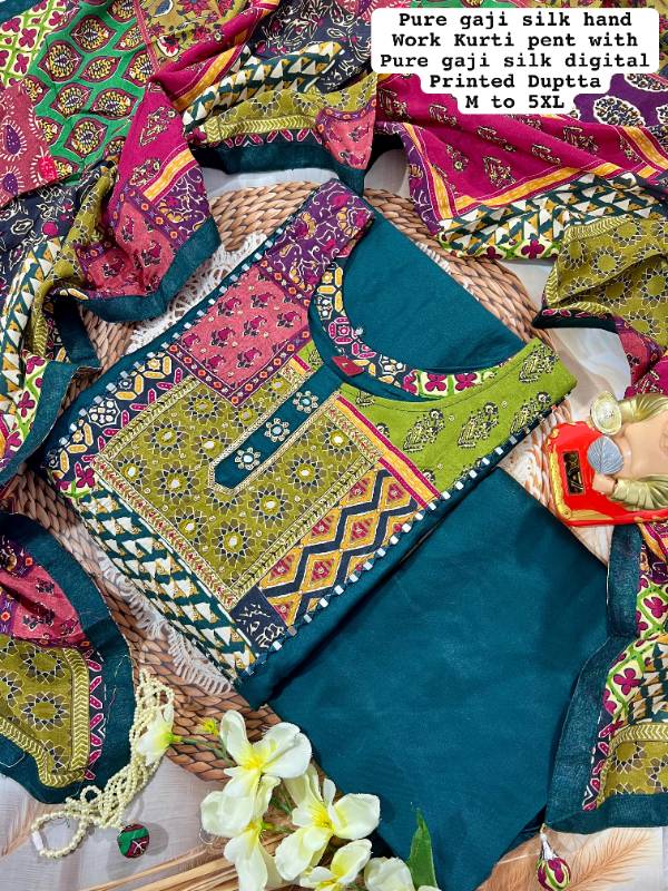 Gajji Silk Kurti Set with Dupatta