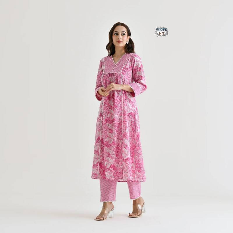 Premium Heavy Rayon Slub Kurti Set with Hand Embroidery & Zari Weaving