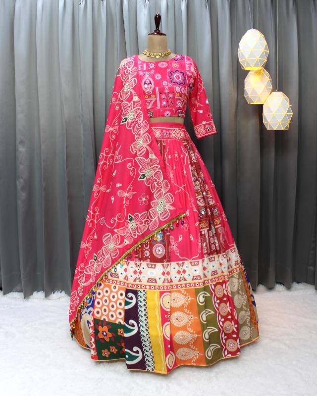 Navratri Special Lehenga Choli Set | SF-1509 | Muslin Cotton with Real Mirror Work & Digital Print | ₹2199