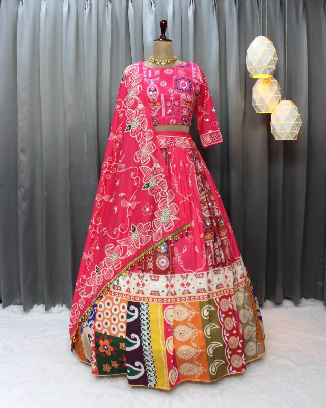 Navratri Special Lehenga Choli Set | SF-1509 | Muslin Cotton with Real Mirror Work & Digital Print | ₹2199