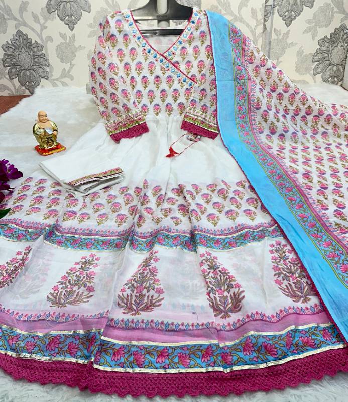 Pure malmal printed ghere wali Kurti pair