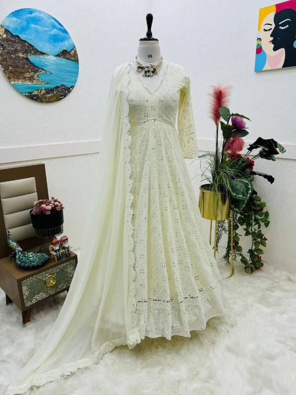ZB-Series New Designer Party Gown with Pant & Dupatta Set - Fully Stitched